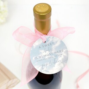Pop And Cheer When Baby Is Here Tag. We're On Cloud 9 Shower Label Printable. Pop It When She Pops. Prosecco Favor. Gender Neutral. BS4B