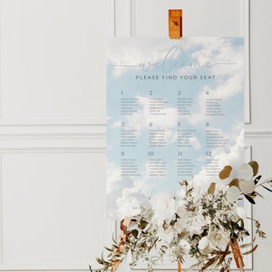 We're On Cloud 9 Seating Chart. Baby Shower Seating Sign. Seating Chart By Table Number Poster. Editable Template. Instant Download. BS04