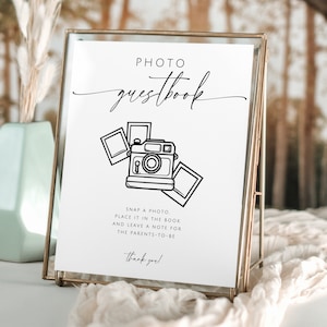 Photo Guestbook Sign. Baby Shower Wedding Bridal Printable Sign. Editable Template. Polaroid Sign. Leave A Photo. Snap It Shake It. GRD