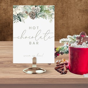 Hot Chocolate Bar Sign Baby Shower. Printable Hot Cocoa Bar. Holiday Party. Editable Drinks Sign. Dessert Bar Label. Table Top Decor. BS12