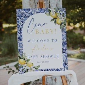 Ciao Baby Welcome Sign. Positano Printable Signage. Editable Mediterranean Template. Italian Baby Shower Theme. Ciao Bambino Poster. BS06