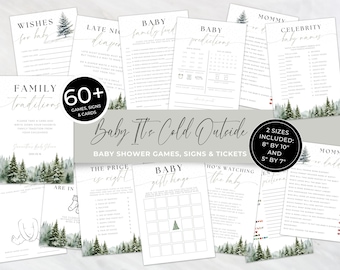 Baby It's Cold Outside Baby Shower Games. Printable Gender Neutral Game Bundle. Winter Wonderland Activities Set. Editable Template. BS16