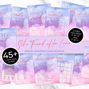 She Found Her Lover Bridal Shower Games. Editable Bachelorette Party Game Cards. Printable Lover Theme Table Signs. Canva Template. FLL87
