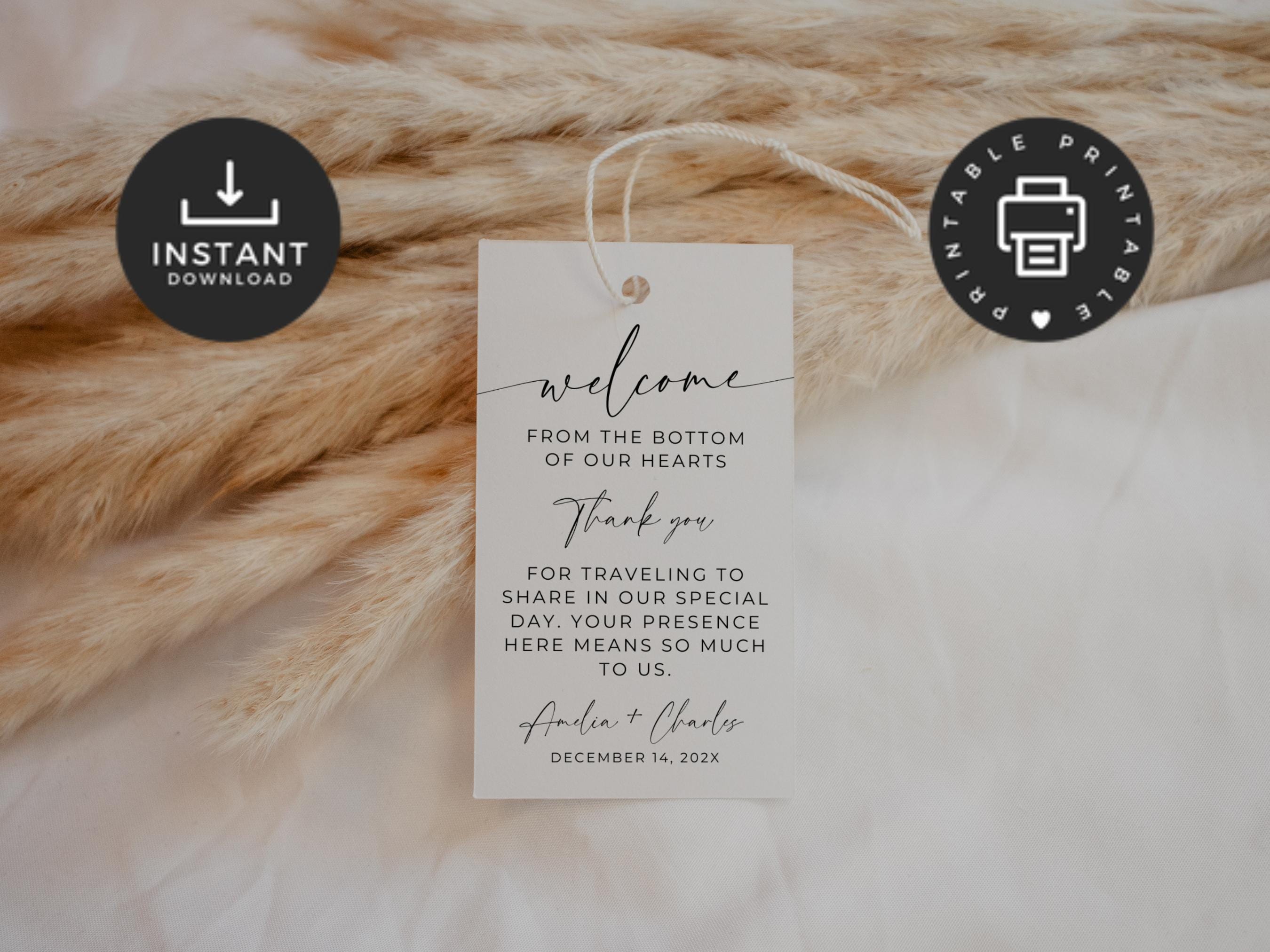 Thank You Notes for Wedding Welcome Bags. Note to Hotel Guests. Thank ...