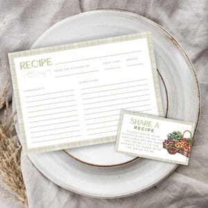 Fresh Off The Market Bridal Shower Recipe Card. Printable Farmer's Market Recipe Request Card Bundle. Summer Shower. Invitation Insert. WS04