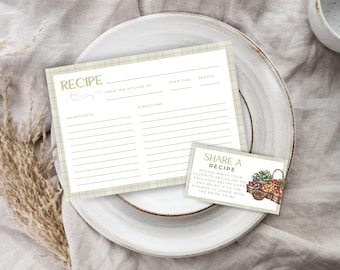 Fresh Off The Market Bridal Shower Recipe Card. Printable Farmer's Market Recipe Request Card Bundle. Summer Shower. Invitation Insert. WS04