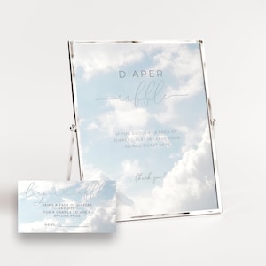 On Cloud 9 Diaper Raffle. Baby Shower Activity Card & Sign. Bring A Pack Of Diapers. Editable Template. Instant Download. Printable. BS04
