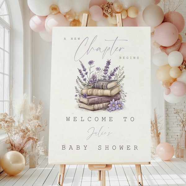 New Chapter Baby Shower Sign. Storybook Welcome Poster. Book Themed Baby Shower Decor. Editable Template. Printable Welcome Board. FLL25