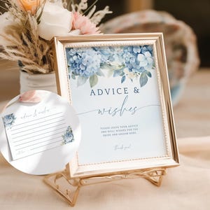 Advice And Wishes For The Soon To Be Mrs. Editable Something Blue Template. Dusty Blue Florals Bridal Decor. Advice & Wishes Card. FLL30
