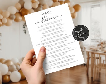Trivia Questions For Baby Shower. Minimal Baby Shower Trivia. Baby Trivia Template. Instant Download. Fun Printable Game Card Activity. MEL