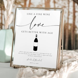 Wine Label Wedding Guestbook. Like Wine Love Gets Better With Age Sign. Please Sign Our Wine Bottle. Editable Template. Instant Download GRD