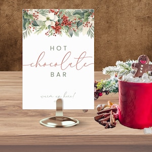 Hot Chocolate Bar Sign Baby Shower. Printable Hot Cocoa Bar. Holiday Party. Editable Drinks Sign. Dessert Bar Label. Table Top Decor. FLL11