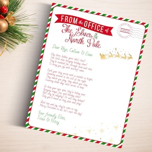 Elf Arrival 2 Elves. Elf I'm Back Template. Siblings Elves Welcome Printable. Multiple Elf Return Note. Editable Letter From The North Pole.