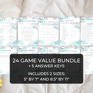 Blue Cloud 9 Baby Shower Games. Editable Boy Cloud Nine Baby Shower Bundle. Instant Download. Fun Baby Shower Games. Printable Games. BS33