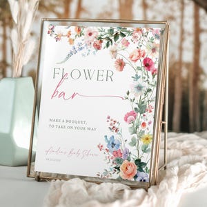 Flower Bouquet Bar Sign. Baby In Bloom Wildflower Printable. Editable Make A Bouquet Template. Colorful Florals Unique Favor Signage. FLL01