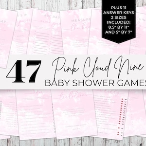 On Cloud 9 Baby Shower Games. Pink Cloud Nine. Instant Download. Self Edit Game Bundle. Printable Activity Pack. Girl Baby Shower. BS05
