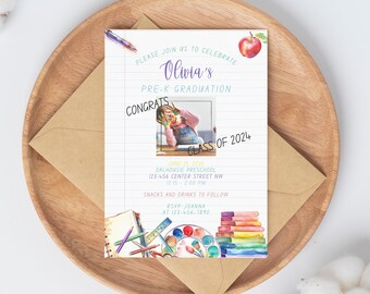 Pre-k Graduation Invitation Templates. Editable Graduation Invite with PHOTO. Class of 2026 PRINTABLE Preschool Grad. Step Up Ceremony. SCH2