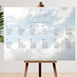 Cloud 9 Baby Shower Sitzschild. Willkommen Poster von We're on Cloud Nine. Gender Neutral Baby Shower Sitzplan Diagramm. Sofort Download. FLL13