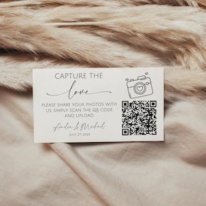 QR Code To Share Pictures Wedding. Share The Love. Personalised Digital Photo Album Card Printable. Capture The Love. Editable Template. GRD