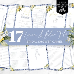 Amalfi Coast Bridal Shower Games. Printable Blue Tile And Lemon Activity Bundle. Editable Hen Do Bachelorette. Mediterranean Theme. FLL52