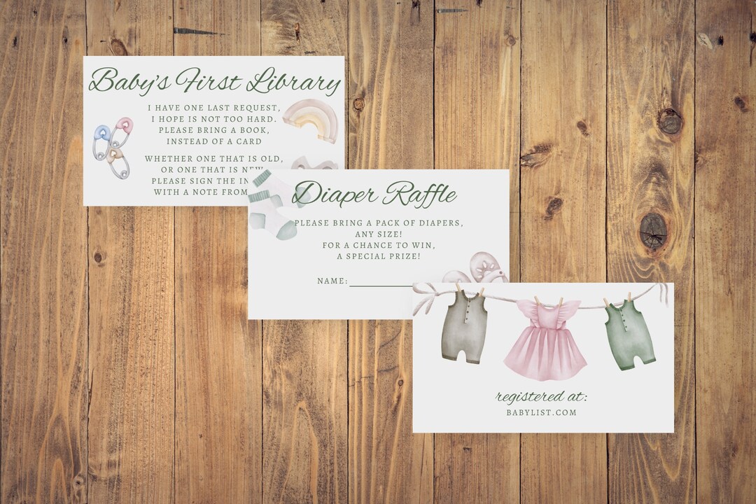 Clothes Line Raffle Vintage Baby Clothesline Invite Insert Diaper Raffle Babys - Etsy