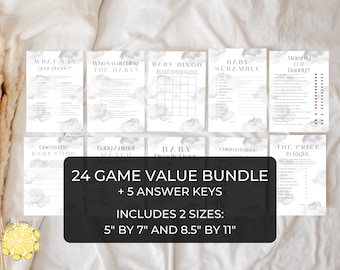 Cloud 9 Baby Shower Games. Editable Gender Neutral Cloud Nine Baby Shower Bundle. Instant Download. Fun Baby Shower Games. Printable. BS11