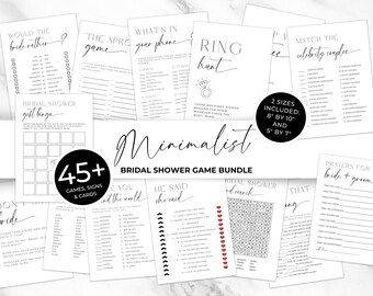 Minimalist Bridal Shower Games Bundle Printable. Simple Custom Bridal Shower Games Pack. Modern  Table Signs. Editable Canva Template. WTL