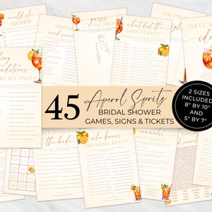 Aperol Spritz Bridal Shower Games. Love At First Spritz Bridal Shower Activity Bundle. Fully Editable Template. Printable Download. FLL08