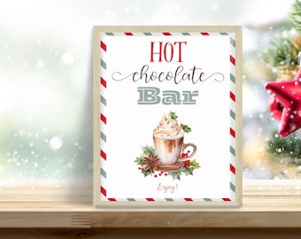 Hot Chocolate Bar Sign, Christmas Party Decor (Printable Digital Download)