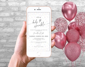 Baby Sprinkle Invitation Text Message Invite. Rainbow Baby Electronic Invitation. Digital Template. Editable Email Phone Evite. BS08