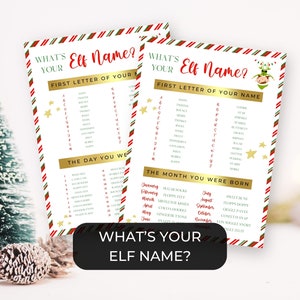 Whats Your Elf Name. Christmas Party Game. Digital File. Holiday Xmas Activity. What&#39;s Your Elf Name Game Birth Month. Elf Name Birthdate.