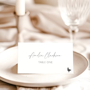 Place Card Food Icon. Personalized Meal Choice Wedding Place Cards. Printable Minimalist Food Option. Editable Template. Flat & Folded. GRD