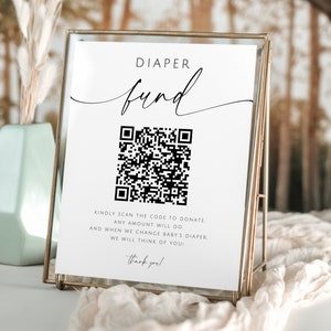 Baby Diaper Fund QR Code. Editable Template. Diaper Fund Qr Code Sign. Instant Digital Download. CashApp Venmo Printable Shower Sign. GRD