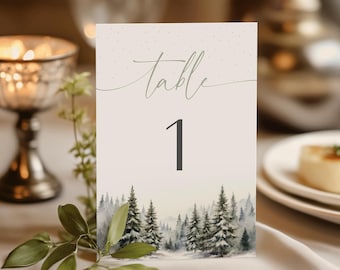 Snow In Love Table Number. Winter Wonderland Printable Table Signs. Editable Template. 5 by 7 and 4 by 6 Sizes. Instant Download. FLL16