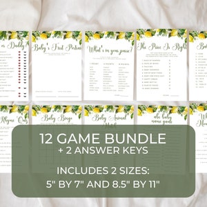 Lemon Baby Shower Game Bundle. Main Squeeze Gender Neutral Baby Shower. Citrus Co-ed Shower. Lemon Baby Shower Games. BS35