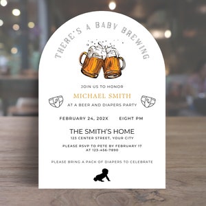 Beer and Diaper Party Baby Shower Invitation. Editable Diaper Party Invite. Printable Dad To Be Party. Brews Shower. Instant Download. 4x6
