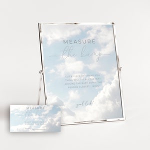Measure The Baby Bump Game. We're On Cloud 9 Activity Card & Sign. Gender Neutral Cloud 9 Baby Shower Game Template. Instant Download. BS04
