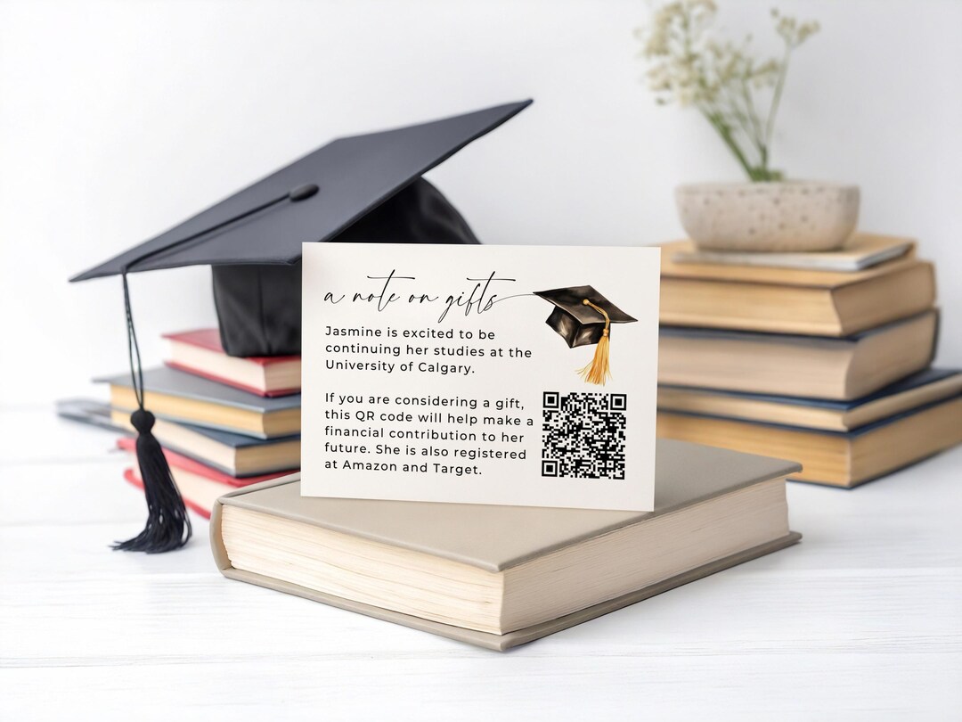 Graduation Announcement Card, QR Code Gift Registry. Personalized Grad ...