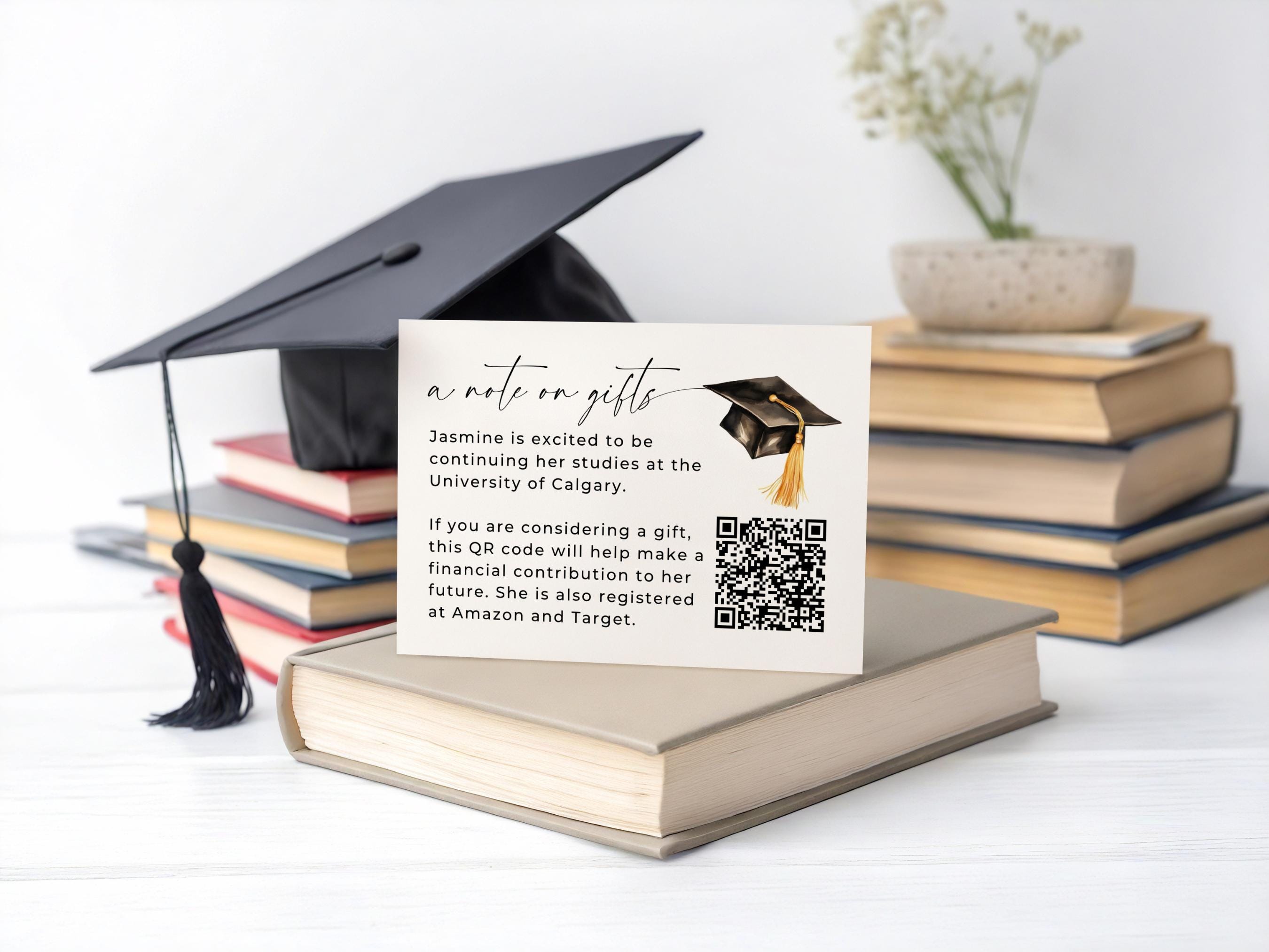 Graduation Announcement Card, QR Code Gift Registry. Personalized Grad ...