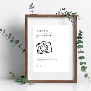 Photo Guestbook Sign. Printable Baby Shower Guest Book Template. Polaroid Sign. Leave A Pic Snap It Shake It. Editable Instant Download. SEN