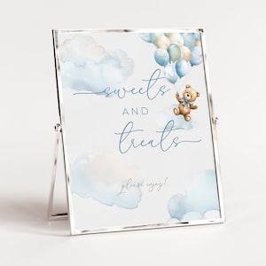 Bearly Wait Dessert Table. We Can Bearly Wait Decor. Printable Table Sign. Blue Baby Bear Balloon Sweets & Treats. Instant Download. BS18