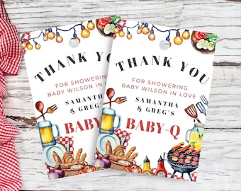 Baby Q Baby Shower Favor Tag. Editable Thank You Card. Couples Barbeque Favors Printable. Outdoor Co-ed Shower. Instant Download. BS38