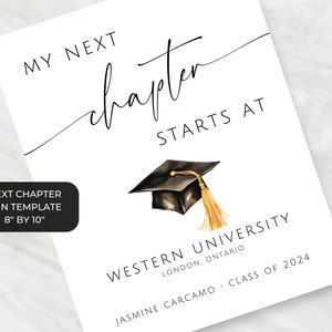 Graduation printable Sign My Next Chapter. Personalized Graduation Party Decoration. Modern Class of 2026 Printable. Editable Template. SCH4 image 5