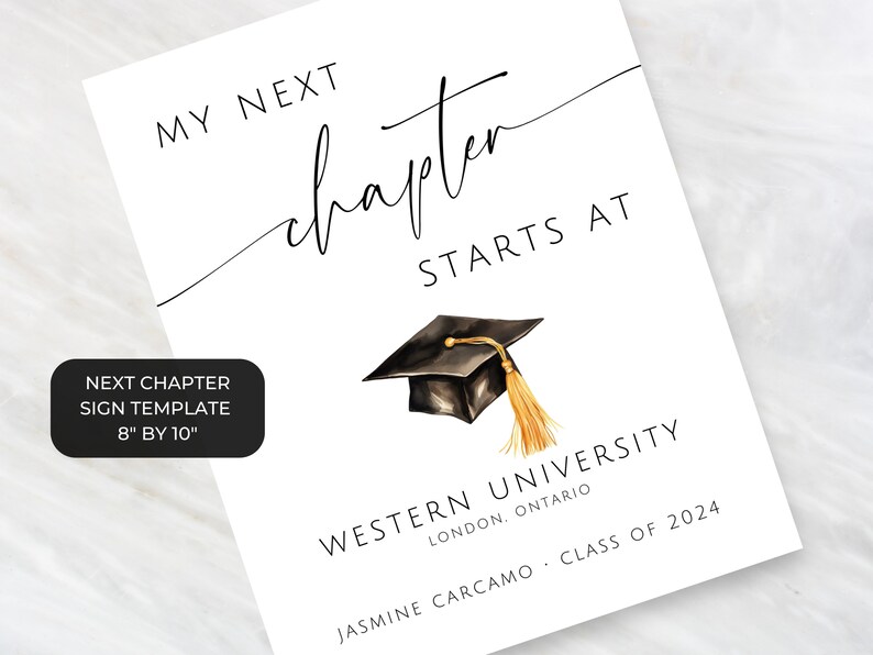Graduation printable Sign My Next Chapter. Personalized Graduation Party Decoration. Modern Class of 2026 Printable. Editable Template. SCH4 image 5