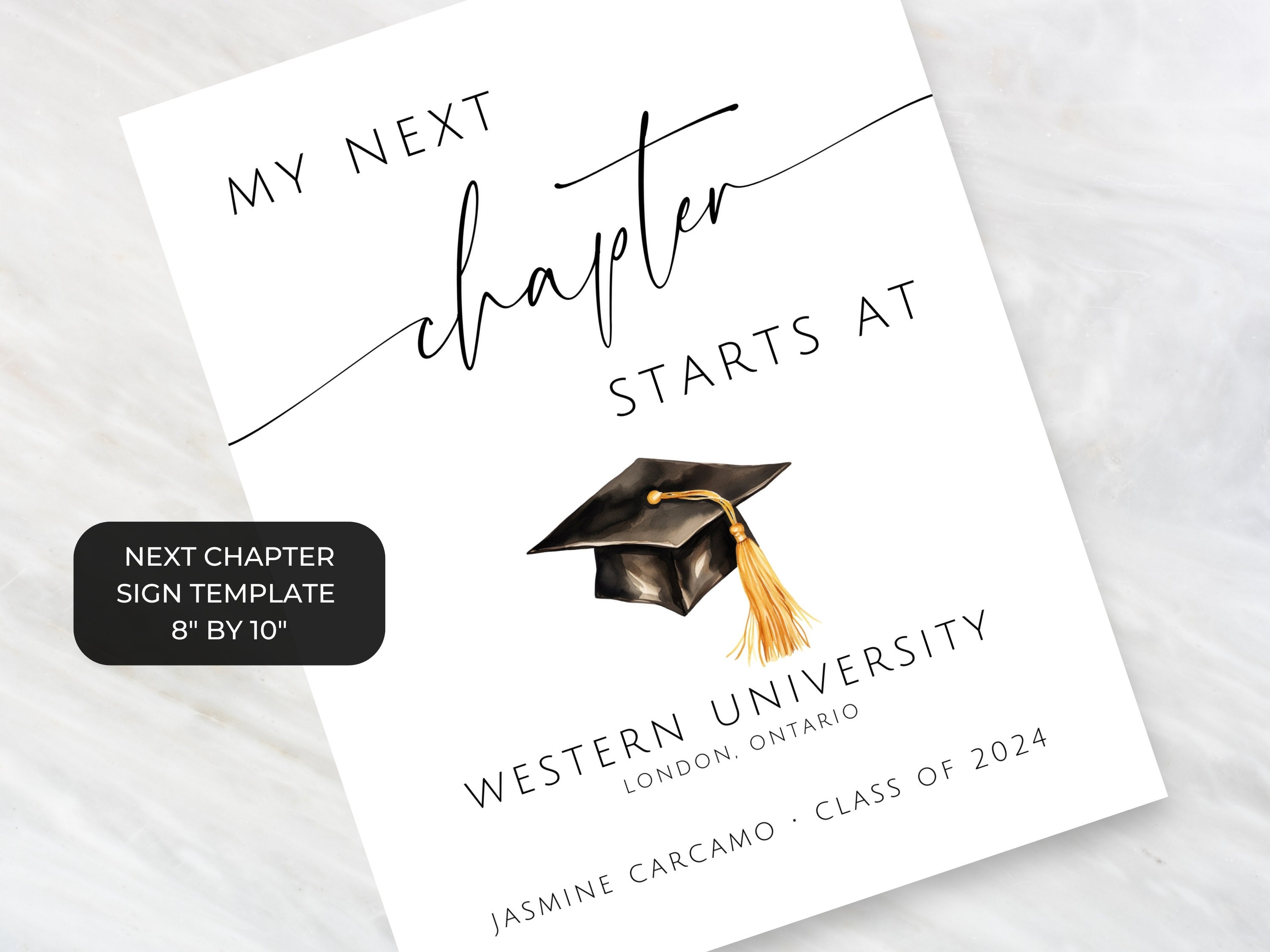 Graduation Printable Sign My Next Chapter. Personalized Graduation ...