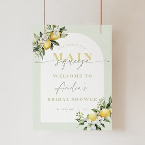 She Found Her Main Squeeze Bridal Shower Welcome Sign. Editable Template. Instant Download Citrus Bridal Shower Board. Welcome Poster. FLL03