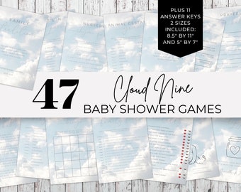 On Cloud 9 Baby Shower Games. Gender Neutral. Instant Download. Self Edit Game Bundle. Printable Activity Pack. Blue Skies Cloud 9. BS4B