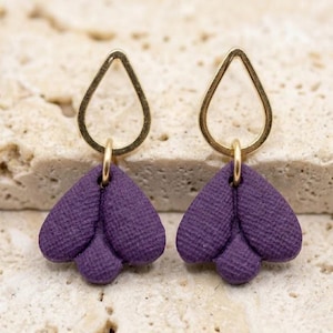 Women's drop earrings, polymer clay, boho chic jewelry, fabric effect, original gift for women, handmade, French designer