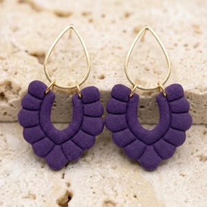Pendientes colgantes bohemios chic, joyas para mujer bañadas en oro y arcilla polimérica ligera, regalo de diseñador hecho a mano en Francia - Eugénie