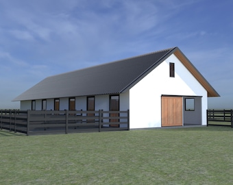 Barniac - Romans Plan Series - 5 Stall Barn (12x12 Stalls) - Digital Download